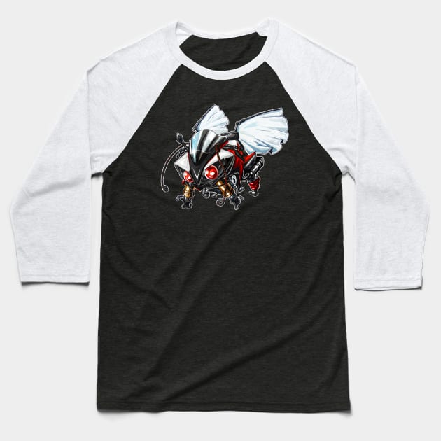 Yamaha R1 Bee White-4 Baseball T-Shirt by MOTORIND